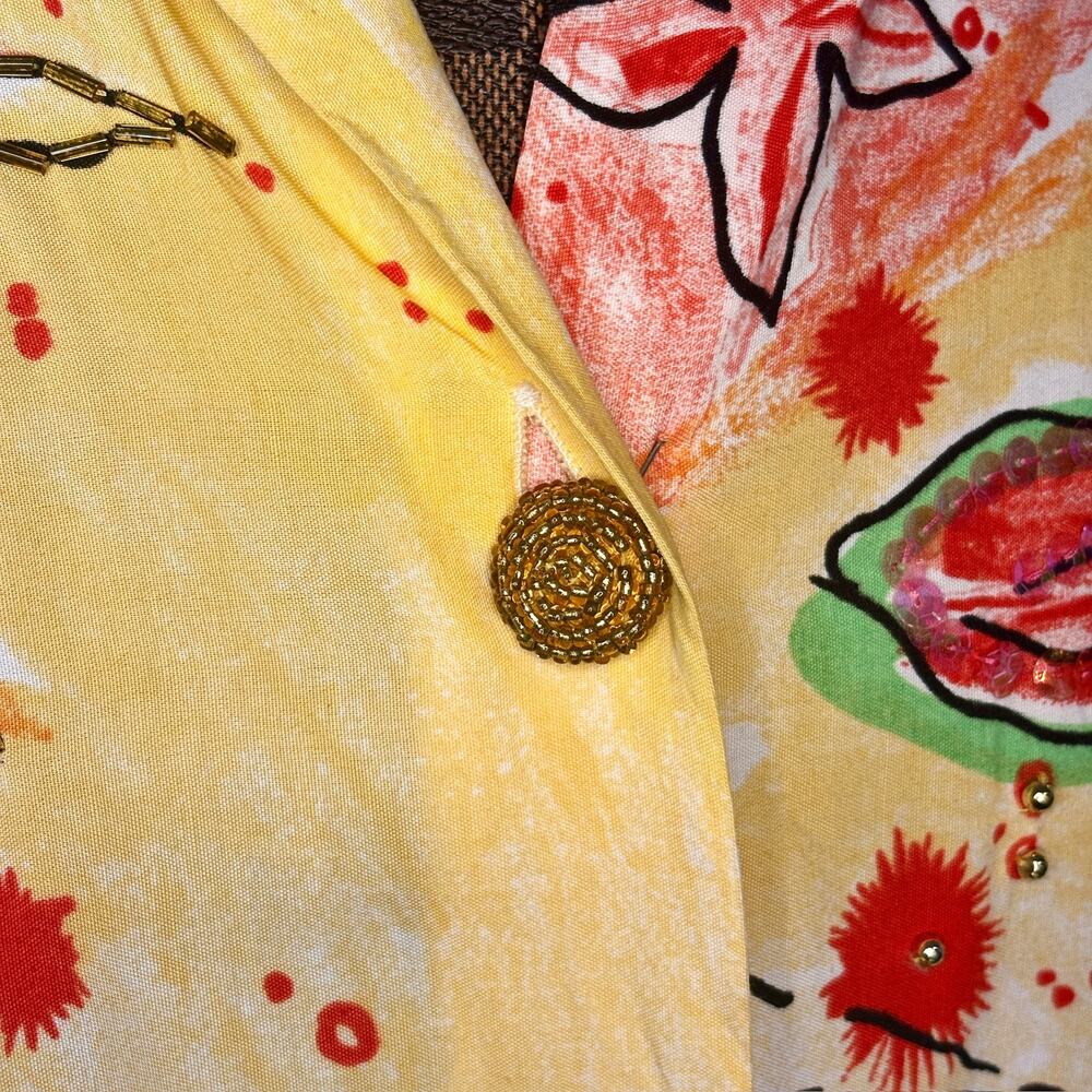 Vtg 80s Abstract Floral Blouse Sequin Beaded Size 2X Retro Oversized Beachy Glam - Picture 7 of 13